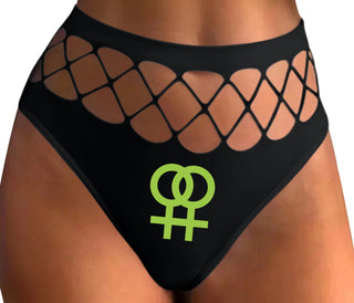 Lesbian Sign - Black Fishnet Thong