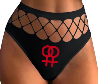 Lesbian Sign - Black Fishnet Thong