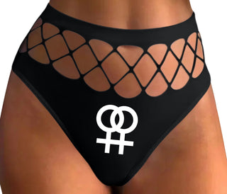 Lesbian Sign - Black Fishnet Thong