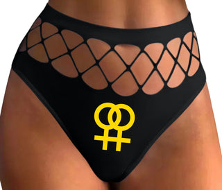 Lesbian Sign - Black Fishnet Thong