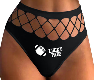 Lucky Pair - Football - Black Fishnet Thong