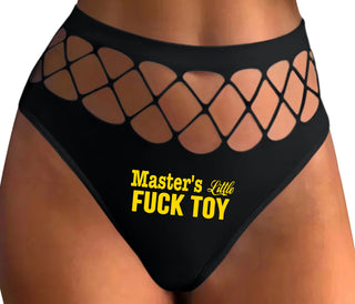 Master's Little Fuck Toy - Black Fishnet Thong