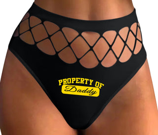 Property Of Daddy - Athletic Look - Black Fishnet Thong