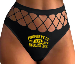 Property Of Big Black Cock - Queen Of Spades - Black Fishnet Thong