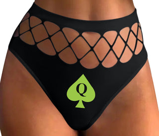 Queen Of Spades Logo - Black Fishnet Thong