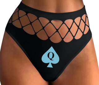 Queen Of Spades Logo - Black Fishnet Thong