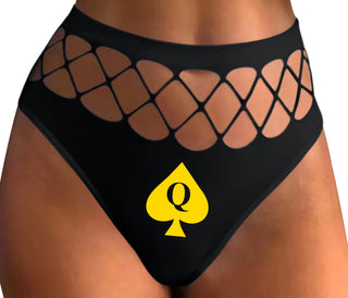 Queen Of Spades Logo - Black Fishnet Thong