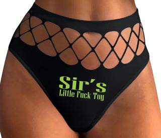 Sir's Little Fuck Toy - Black Fishnet Thong