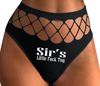 Sir's Little Fuck Toy - Black Fishnet Thong