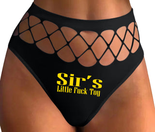 Sir's Little Fuck Toy - Black Fishnet Thong