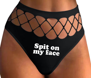 Spit On My Face - Black Fishnet Thong