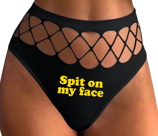 Spit On My Face - Black Fishnet Thong