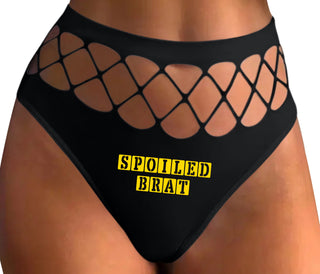 Spoiled Brat - Block Design - Black Fishnet Thong
