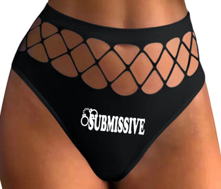 Submissive - Cuff Logo - Black Fishnet Thong
