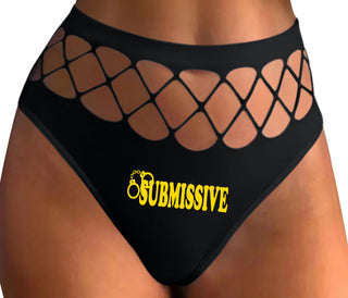Submissive - Cuff Logo - Black Fishnet Thong