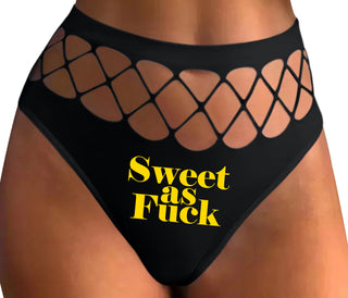 Sweet As Fuck - Black Fishnet Thong