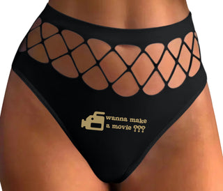 Wanna Make A Movie - Black Fishnet Thong