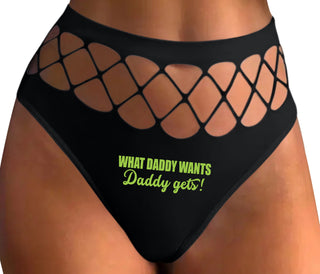 What Daddy Wants Daddy Gets - Black Fishnet Thong