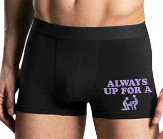 Always Up For A Threesome - Mens Black Boxer Brief