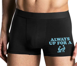 Always Up For A Threesome - Mens Black Boxer Brief