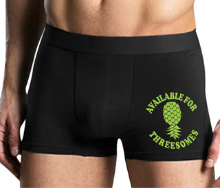 Available for Threesomes - Swinger Pineapple - Mens Black Boxer Brief
