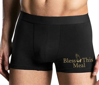 Bless This Meal - Mens Black Boxer Brief