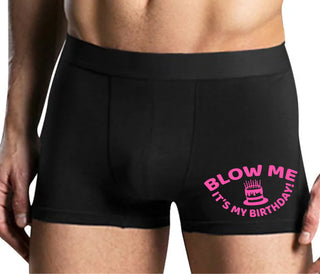 Blow Me Its My Birthday - Mens Black Boxer Brief
