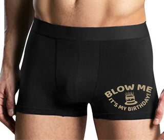 Blow Me Its My Birthday - Mens Black Boxer Brief