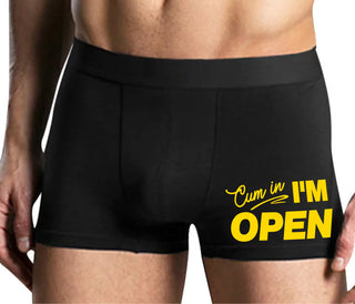 Cum In I'm Open - Mens Black Boxer Brief