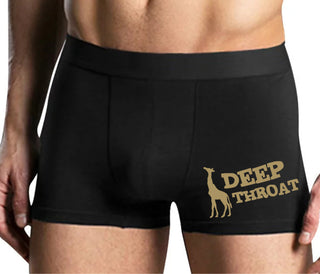Deep throat - Giraffe Funny Logo - Mens Black Boxer Brief