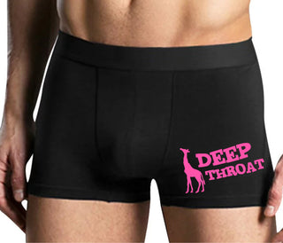 Deep throat - Giraffe Funny Logo - Mens Black Boxer Brief
