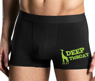 Deep throat - Giraffe Funny Logo - Mens Black Boxer Brief