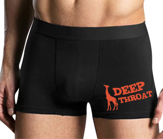 Deep throat - Giraffe Funny Logo - Mens Black Boxer Brief