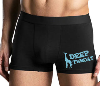 Deep throat - Giraffe Funny Logo - Mens Black Boxer Brief