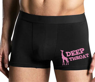 Deep throat - Giraffe Funny Logo - Mens Black Boxer Brief