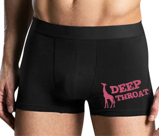 Deep throat - Giraffe Funny Logo - Mens Black Boxer Brief