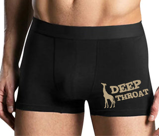 Deep throat - Giraffe Funny Logo - Mens Black Boxer Brief