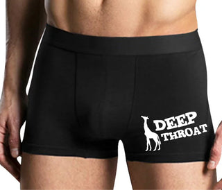 Deep throat - Giraffe Funny Logo - Mens Black Boxer Brief
