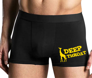Deep throat - Giraffe Funny Logo - Mens Black Boxer Brief