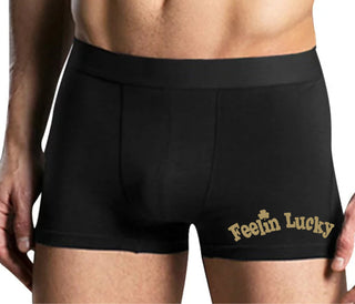 Feeling Lucky Shamrock - Mens Black Boxer Brief