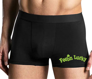 Feeling Lucky Shamrock - Mens Black Boxer Brief