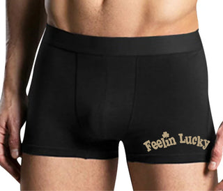 Feeling Lucky Shamrock - Mens Black Boxer Brief