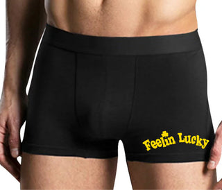 Feeling Lucky Shamrock - Mens Black Boxer Brief