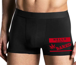 Hello My Name Is Baked - Mens Black Boxer Brief