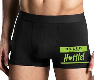 Hello My Name Is Hottie - Mens Black Boxer Brief