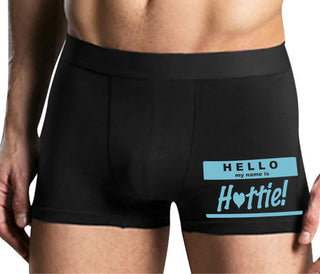 Hello My Name Is Hottie - Mens Black Boxer Brief