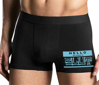 Hello My Name Is Slut - Mens Black Boxer Brief