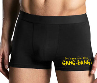 Here for the Gang Bang - Mens Black Boxer Brief