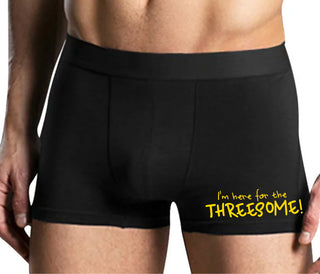 Here for the Threesome - Mens Black Boxer Brief