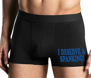 I Deserve A Spanking - Mens Black Boxer Brief